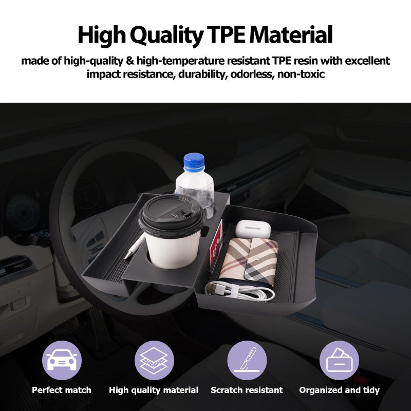 LUWU 2025 Palisade Lower Organizer Tray for 2020 2021 2022 2023 2024 2025 Hyundai Palisade SE/SEL/XRT/Limited/Calligraphy Under Armrest Organizer Insert Storage Tray w/Cup Holder 2025 Palisade Accessories - Image 4